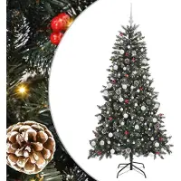 vidaXL Möbel Künstlicher Weihnachtsbaum Grün 180 cm PVC, Plastik und Stahl - Künstliche Weihnachtsbäume CLORIS9862494