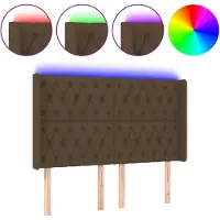 Syfax LED Kopfteil Dunkelbraun 163x16x118/128 cm Stoff