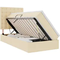Syfax Aufbewahrungsbett mit Matratze Creme 100 x 200 cm Polyester