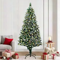 vidaXL "Schlussverkauf" Künstlicher Weihnachtsbaum(1 pc) - Kunstbaum/Tannenbaum - mit 300 LEDs mit Ständer Grün 180 cm C7605