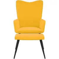 vidaXL "2026 Aktion"Einzelsessel moderne - CLORIS - Relaxsessel - Polstersessel mit Hocker Senfgelb Samt - 61 x 70 x 96,5 cm - DEMöbel1723633