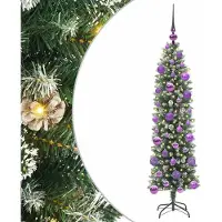Syfax Künstlicher schlanker Weihnachtsbaum Grün und Weiß 120 cm