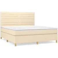 Syfax Boxspringbett mit Matratze Creme 180x200 cm Stoff