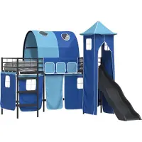 Syfax Kinderloftbett Schwarz und Blau 100 x 190 cm Metall