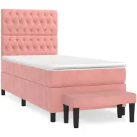 Syfax Boxspringbett mit Matratze Rosa 90x190 cm Samt