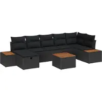 vidaXL Gartensofa-set 8 Stk. Schwarz Poly-Rattan