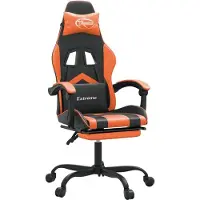 Syfax Gaming-Stuhl mit Fußstütze Schwarz und Orange Kunstleder