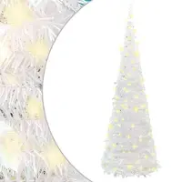 Syfax Pop-Up-Weihnachtsbaum Künstlich 200 LEDs Weiß 210 cm