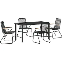 vidaXL Garten Essgruppe 5 pcs Schwarz Pulverbeschichteter Stahl