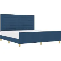 Syfax Bettgestell mit Kopfteil Blau 180 x 200 cm Stoff