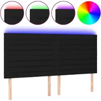 Syfax LED Kopfteil Schwarz 160x5x118/128 cm Stoff