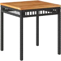 vidaXL Gartentisch Schwarz 38x38x42 cm Poly Rattan Akazienholz
