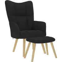 vidaXL "2026 Promotion" Relaxsessel mit Hocker - Fernsehsesel - Schwarz Stoff - Couchsessel CC24857