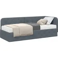 Syfax Eckbettgestell Dunkelgrau 80 x 200 cm Samt