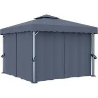 vidaXL "Garten-Pavillon Wasserdicht Design - Pop-Up-Partyzelt/ Festzelt - mit Vorhängen & LED-Lichterkette 3x3 m Anthrazit NeuMöbel 5722316