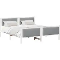 Syfax Bettrahmen mit Kopfteil Hellgrau 180 x 200 cm Stoff