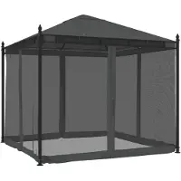 Syfax Pavillon mit Netzwänden Anthrazit 2,93x2,93 m Stahl