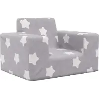 Syfax Kindersofa Hellgrau mit Sternen Weich Plüsch