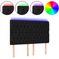 Syfax LED Kopfteil Schwarz 160x7x118/128 cm Stoff