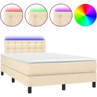 Syfax Boxspringbett mit Matratze & LED Creme 120x190 cm Stoff