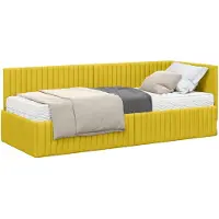 Syfax Eckbettgestell mit Matratze mit Kopfteil 2 pcs Gelb Samt
