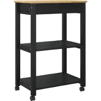 Syfax Küchentrolley MONZA Schwarz 60 x 40 x 88,5 cm Massivholz Kiefer