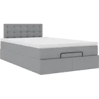 Syfax Ottoman-Bett mit Matratze Hellgrau 120x190 cm Stoff