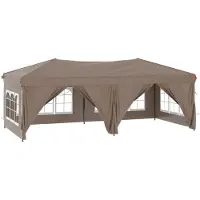 Syfax Partyzelt Faltbar mit Seitenwänden Taupe 3x6 m