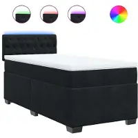 Syfax Boxspringbett mit Matratze Schwarz 90x200 cm Samt