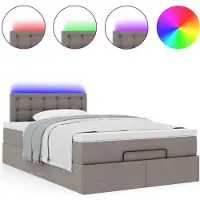 Syfax Ottoman-Bett mit Matratze & LEDs Taupe 120x200 cm Stoff