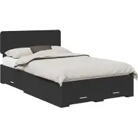 Syfax Bettrahmen mit Kopfteil Schwarz 135 x 190 cm Holzwerkstoff