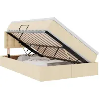 Syfax LED-Speicherbett mit Matratze Creme 120 x 190 cm Stoff