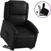 Syfax Relaxsessel mit Aufstehhilfe Schwarz Kunstleder