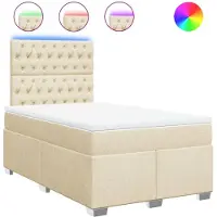 Syfax Boxspringbett mit Matratze Creme 120x200 cm Stoff