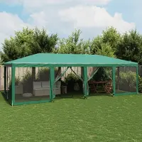 Prolenta Maison Exclusive - Partyzelt mit 12 Mesh-Seitenteilen Grün 8x4 m HDPE