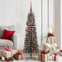 vidaXL "Schlussverkauf" Künstlicher Weihnachtsbaum(1 pc) - Kunstbaum/Tannenbaum - mit 150 LEDs mit Ständer Grün 150 cm C7490