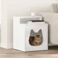 vidaXL "Schlussverkauf" Katzenhaus moderne - Max. Gewicht: 60 kg - Glänzend Weiß 42,5x40x53,5 cm Holzwerkstoff C15721