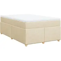 Syfax Boxspringbett mit Matratze Creme 120x200 cm Stoff