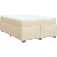 Syfax Boxspringbett mit Matratze Creme 160x200 cm Stoff