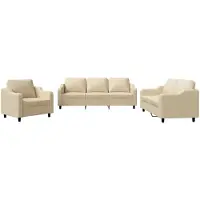 vidaXL 3-tlg. Sofagarnitur mit Kissen Creme Stoff