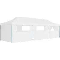 Syfax Pop-Up Partyzelt Faltbar mit 8 Seitenwänden 3x9 m Weiß