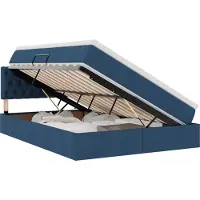 Syfax LED-Speicherbett mit Matratze Blau 140 x 200 cm Stoff