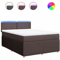 Syfax Boxspringbett mit Matratze Dunkelbraun 140x190 cm Stoff
