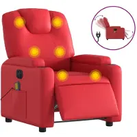 Syfax Massagesessel Elektrisch Rot Kunstleder