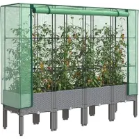 vidaXL Möbel Hochbeet mit Gewächshaus-Aufsatz Rattan-Optik 160x40x140 cm - Beete 4015863