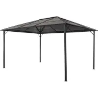 Syfax Gartenpavillon mit Dach Aluminium 4×3×2,6 m Schwarz