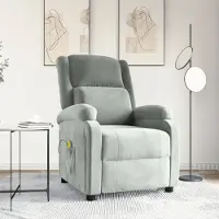 vidaXL Stabli Möbel Massagesessel Hellgrau Samt - Massagesessel CC1618220 1parcel