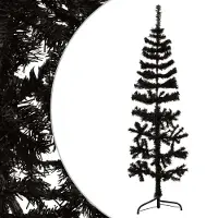 ZMH Künstlicher Halb-Weihnachtsbaum auf Ständer, Schlank und Schwarz, 150 cm