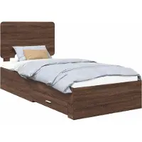 Syfax Bettrahmen Braun Eichen-Optik 75 x 190 cm Holzwerkstoff