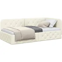 Syfax Eckbettgestell Creme 100 x 200 cm Samt